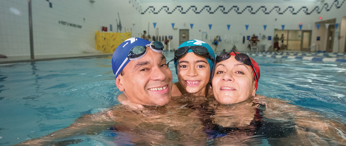 Family swimming at the YMCA