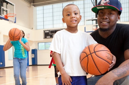 Basketball for families at the YMCA