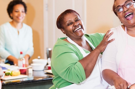 Two women smiling
