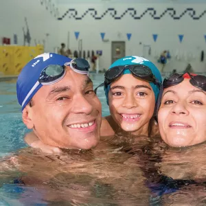 Family swimming at the YMCA