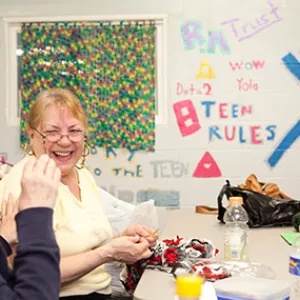 Women knitting