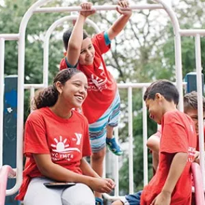 Summer campers at playground